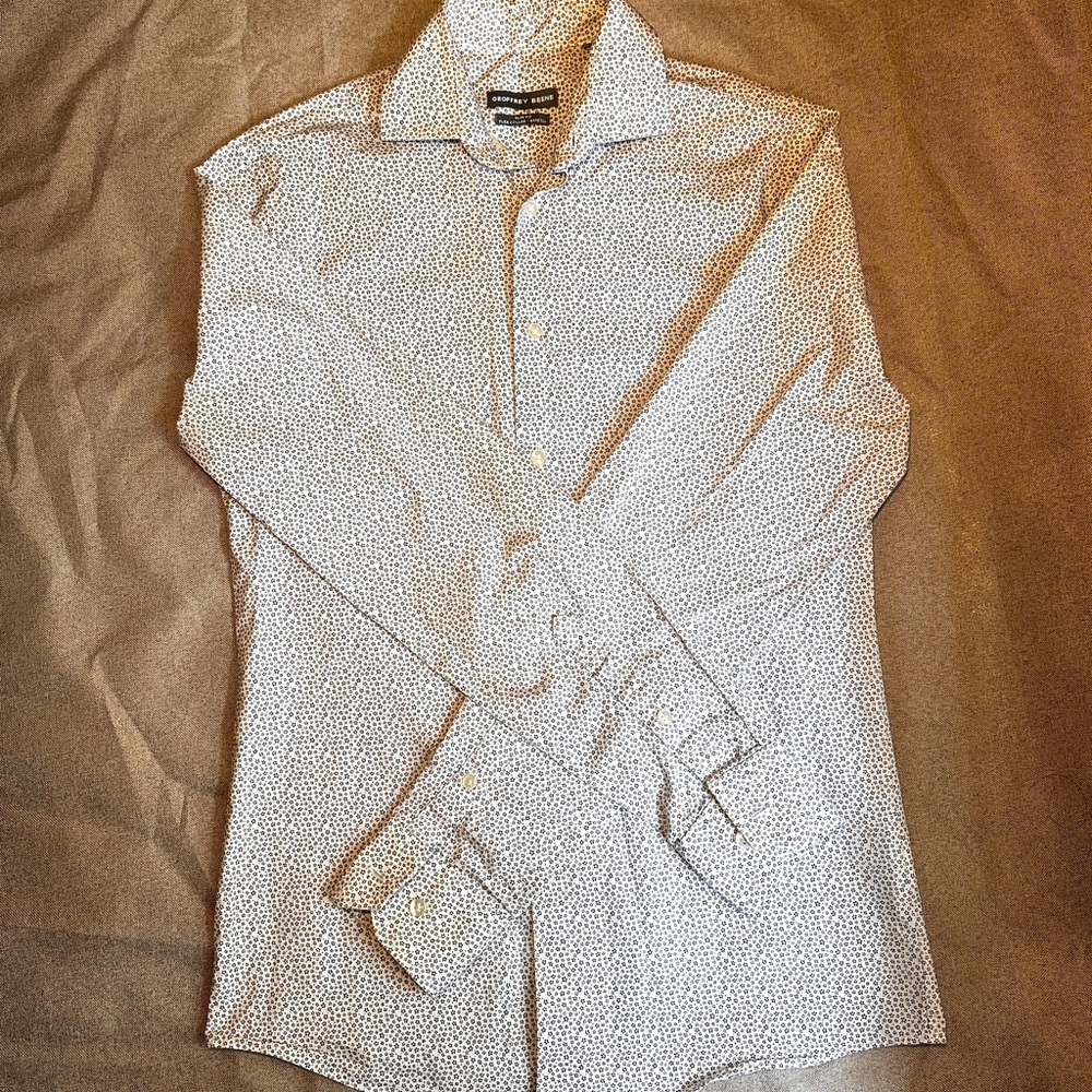 Geoffrey Beene White Dress Shirt Classic Formal Style